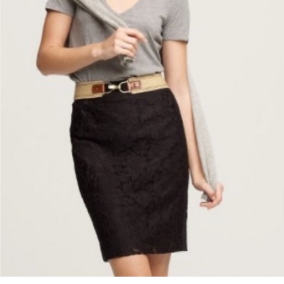 J. Crew Dresses & Skirts - NWT J Crew Elegant Lace Black Pencil Skirt